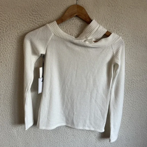 1. state Cut Out Ribbed Sweater Womens XXS Ivory tops - Picture 6 of 7